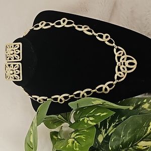 Vintage Gold Tone Twist Knot Statement Necklace and Earring Set